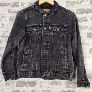 Levi Strauss Co Acid Wash Denim Jacket Trucker Style Black Grey Med Streetwear
